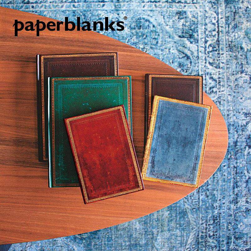 绝版Paperblanks笔记本经典旧皮革图案黑色彷古皮商务简约记事本