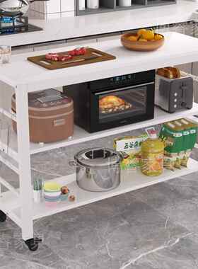 厨房菜桌切子家用带轮长桌子多功能置物桌简易多小层F76HM879长方