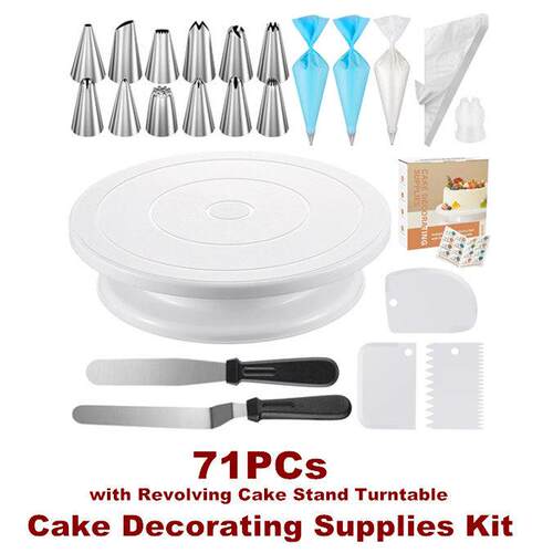 Cake Decorating Icing Piping Tips Bags Cake Stand Turntable