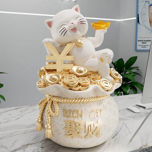 躺下做幸运猫饰品幸运袋为朋友存钱罐商店幸运公司前台装饰开幕礼