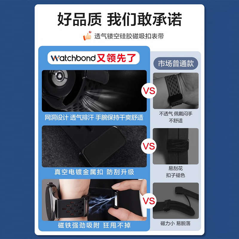 适用高驰COROS PACE3表带智能手表透气硅胶表带磁吸扣pace2表链AP