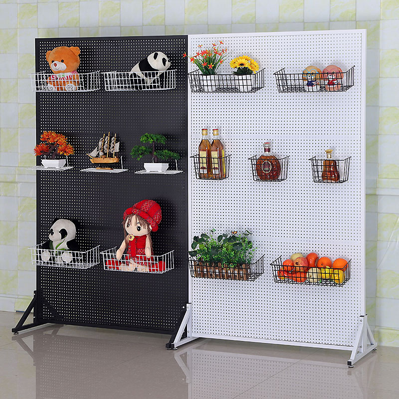 展架展示架立式铁艺洞洞板落地圆孔铁板货饰品厨房配件置物市货