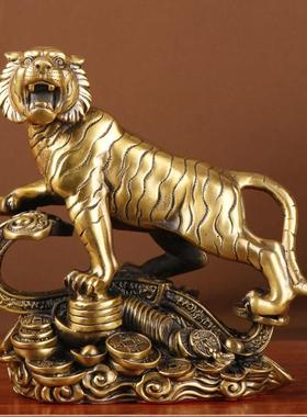 杨铜记铜老虎如意虎金钱虎十二生肖铜虎铜虎摆件