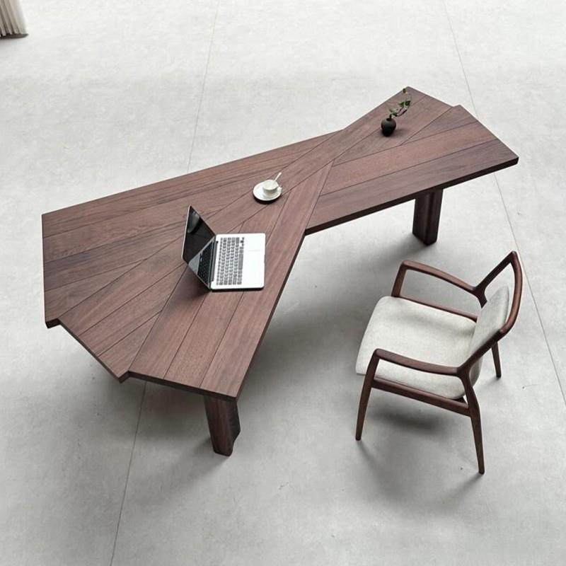 新中式北美黑胡桃木异形实木茶桌 宋式美学书桌办公时尚定制家具