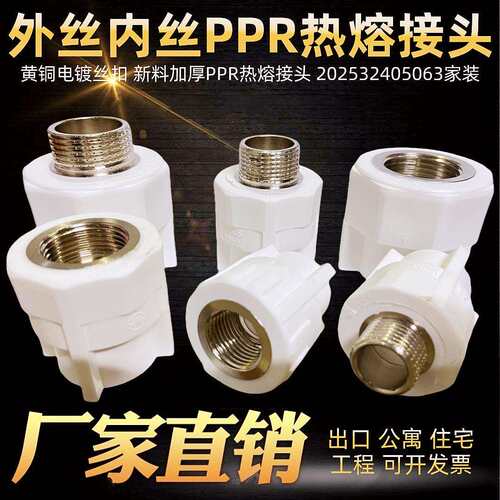 ppr水管外丝内丝接头202532405063PPR铜件直接46分1寸ppr外丝内丝