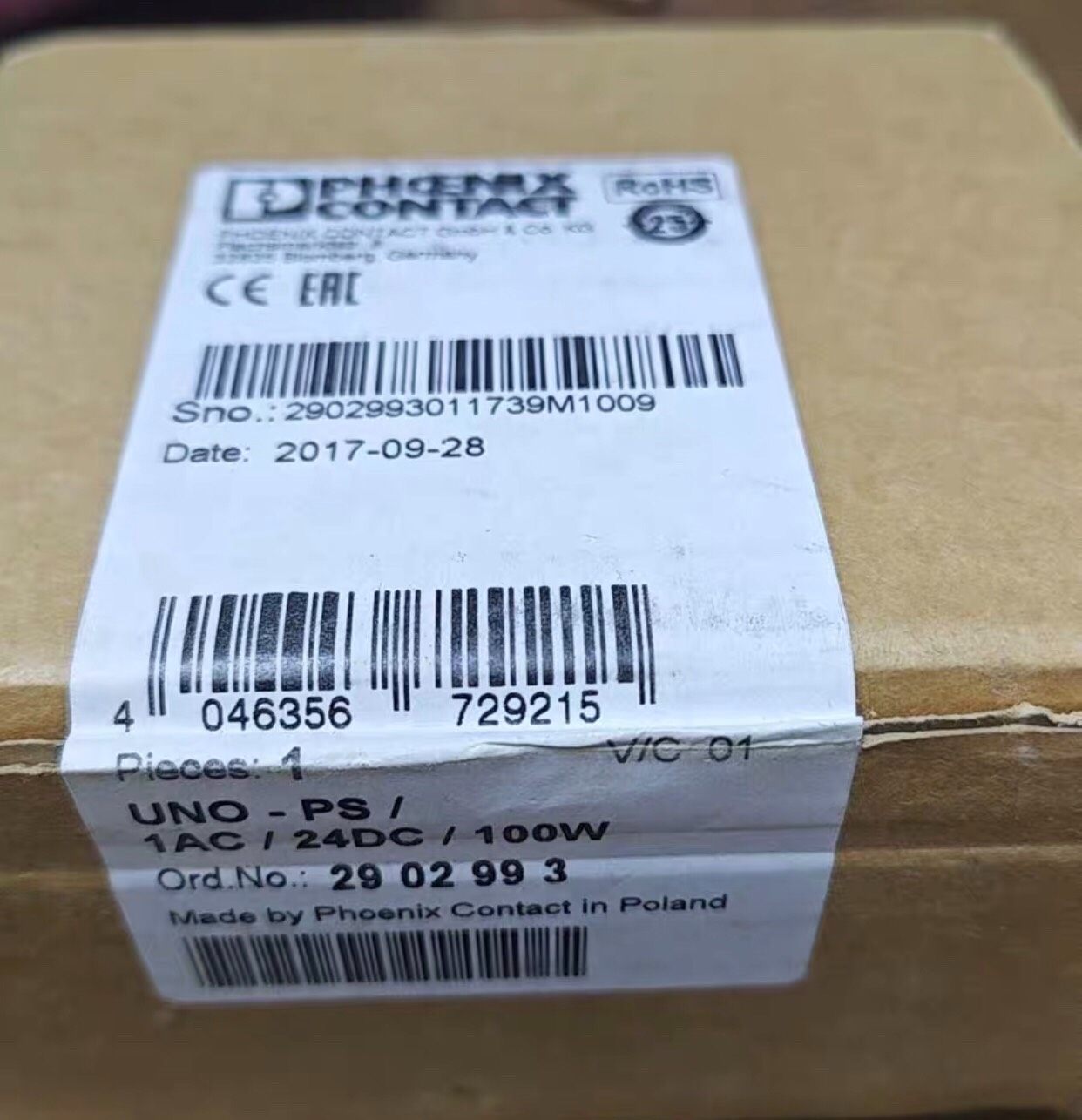 菲尼克斯2902993 UNO-PS/1AC/24DC/10