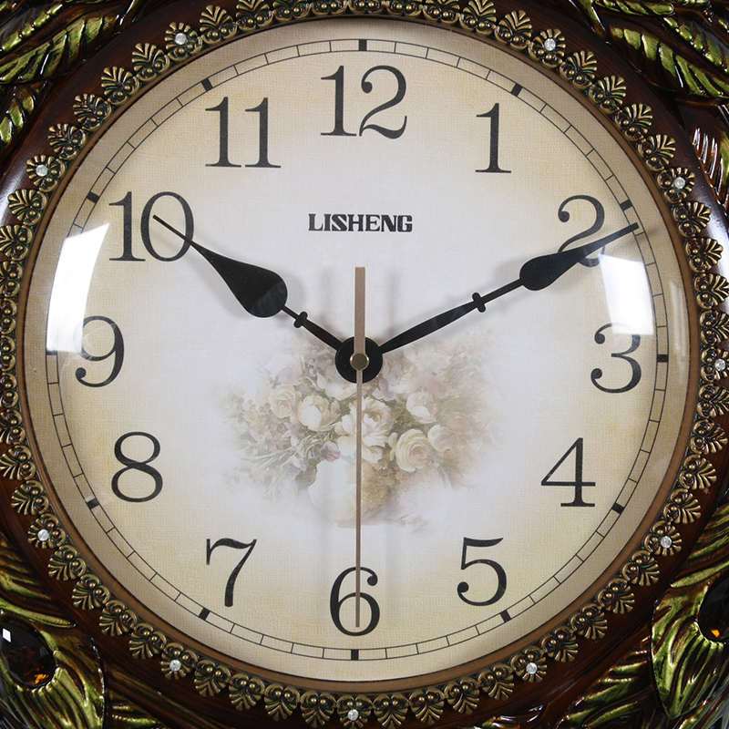 孔雀欧式静音壁挂钟客厅挂墙时钟挂表卧室钟表家用时尚石英钟