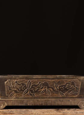 仿古石雕天然青石多子多福石盆复古民俗花盆中式茶席会所装饰摆件