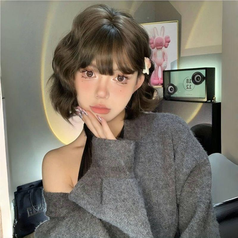 整顶假发全头套卷女夏JYV天款短发假发卷发羊毛卷波波头慵短懒锁