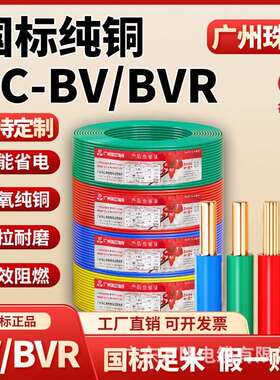 花城珠江牌电线BV1.5/2.5/4/6平方电线家装家用阻燃单股铜芯硬线