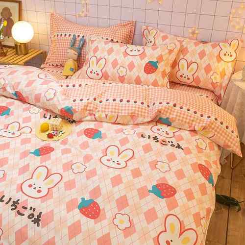 高档可爱卡通全纯棉床上件四套100棉少女心网红款单被套ins风三床