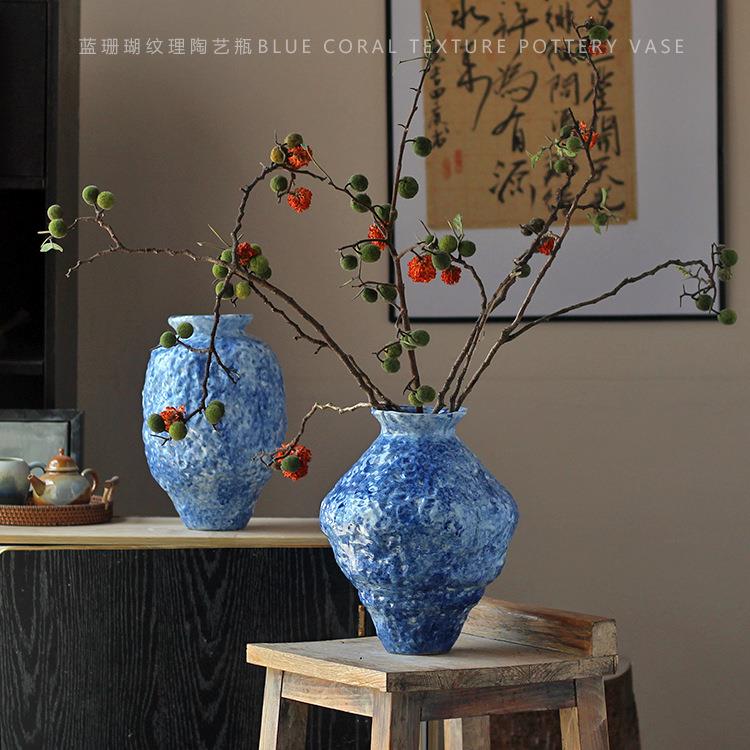 新中式陶瓷花瓶客厅玄关青花系类插干花装饰仿古禅意茶室简约摆件