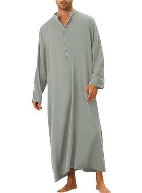 Arab men's shirt Muslim long robe clothes 简约休闲长袍衫男