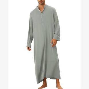 Arab men's shirt Muslim long robe clothes 简约休闲长袍衫男