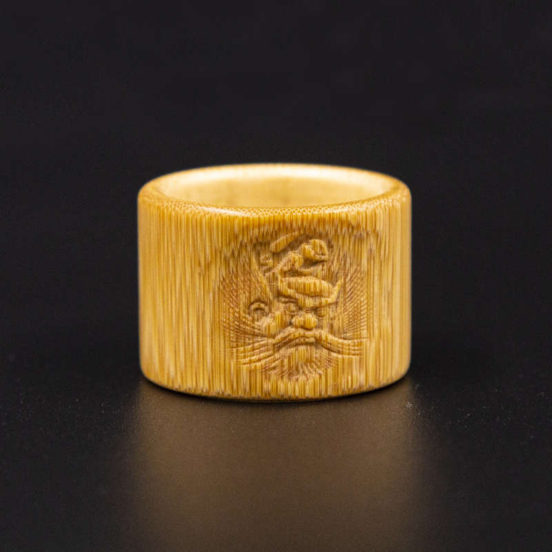 雕刻环竹雕钟馗情艺玉竹老件扳竹玩竹纯手工指盘竹子手把戒指文玩