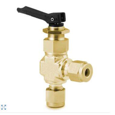 美国B-OGS2-A黄铜角型拨动开关阀，1/8 in. 卡套管接头