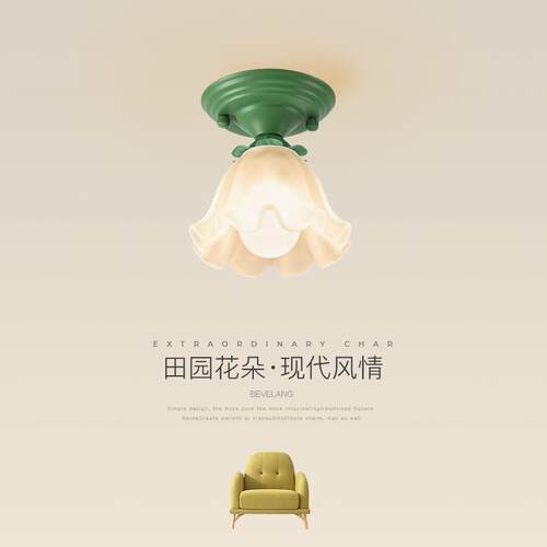过道灯走廊灯法式奶油风复古田园花朵门厅入户灯玄关灯阳台吸顶灯