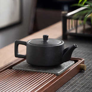 复古迷你小茶壶冲茶功夫茶具黑陶泡茶壶单壶 陶瓷茶壶家用泡茶日式
