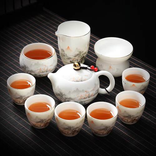 高档茶杯功夫茶具套装白玉陶主瓷人杯025新款2办公客会用品茶碗羊