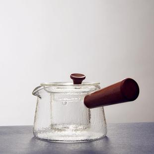花火茶器小青柑玻璃侧把壶锤纹木把煮茶器电陶炉普洱花茶壶加厚