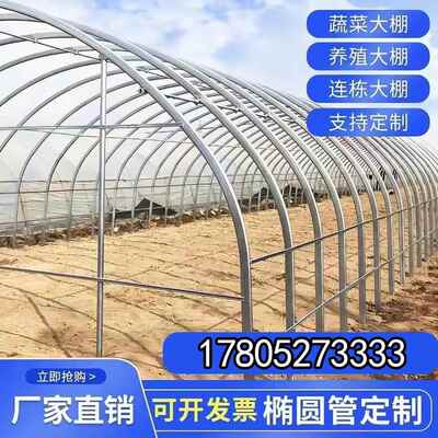 温室大棚骨架钢管全套支架拱杆养殖蔬菜大棚定制连体连栋棚椭圆管