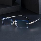 高档配钻石切无边眼镜成品近视镜男有度数色框眼镜眼架变眼睛框防
