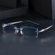 高档石切钻边眼镜成品睛近视眼镜男有度数无框眼配镜架变色眼框防