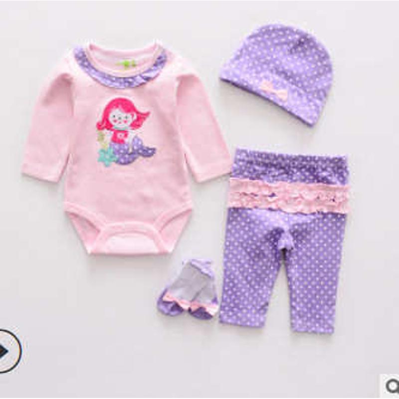 2021 Baby Girl Clothes 4PCS/Lot Cotton Baby Boy Clothes Whit