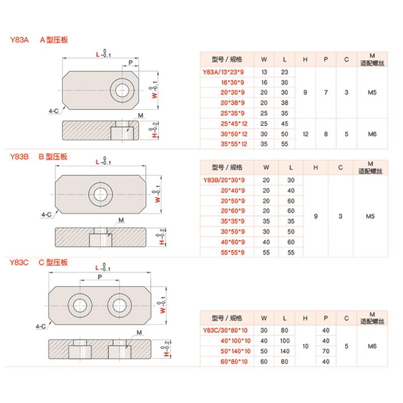 Y831模具司筒针小压板Y83A压块挡板斜导柱推管水口勾针通用压片条