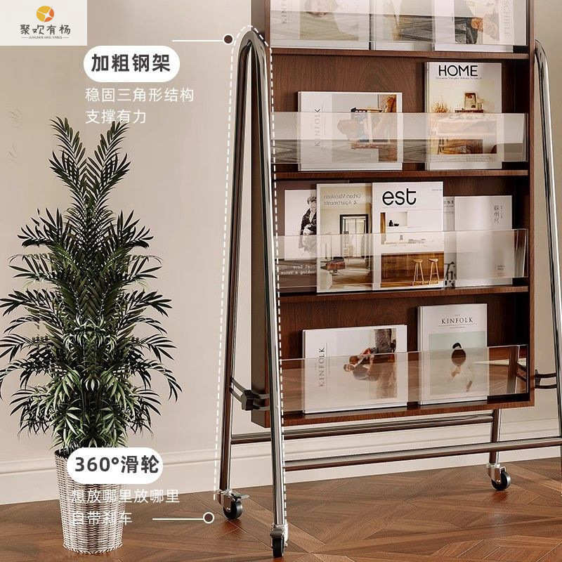 可移动全身落地镜客厅收纳杂志架家用穿衣镜网红美式复古试衣镜子