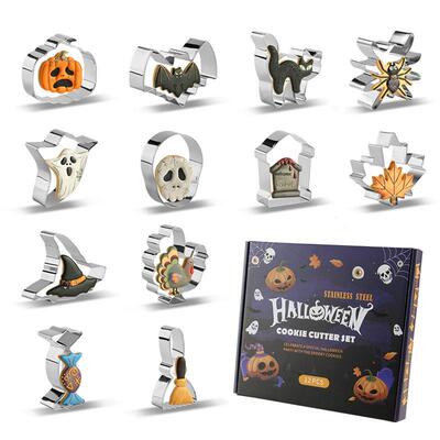 12-piece stainless steel Halloween cookie mold diy baking