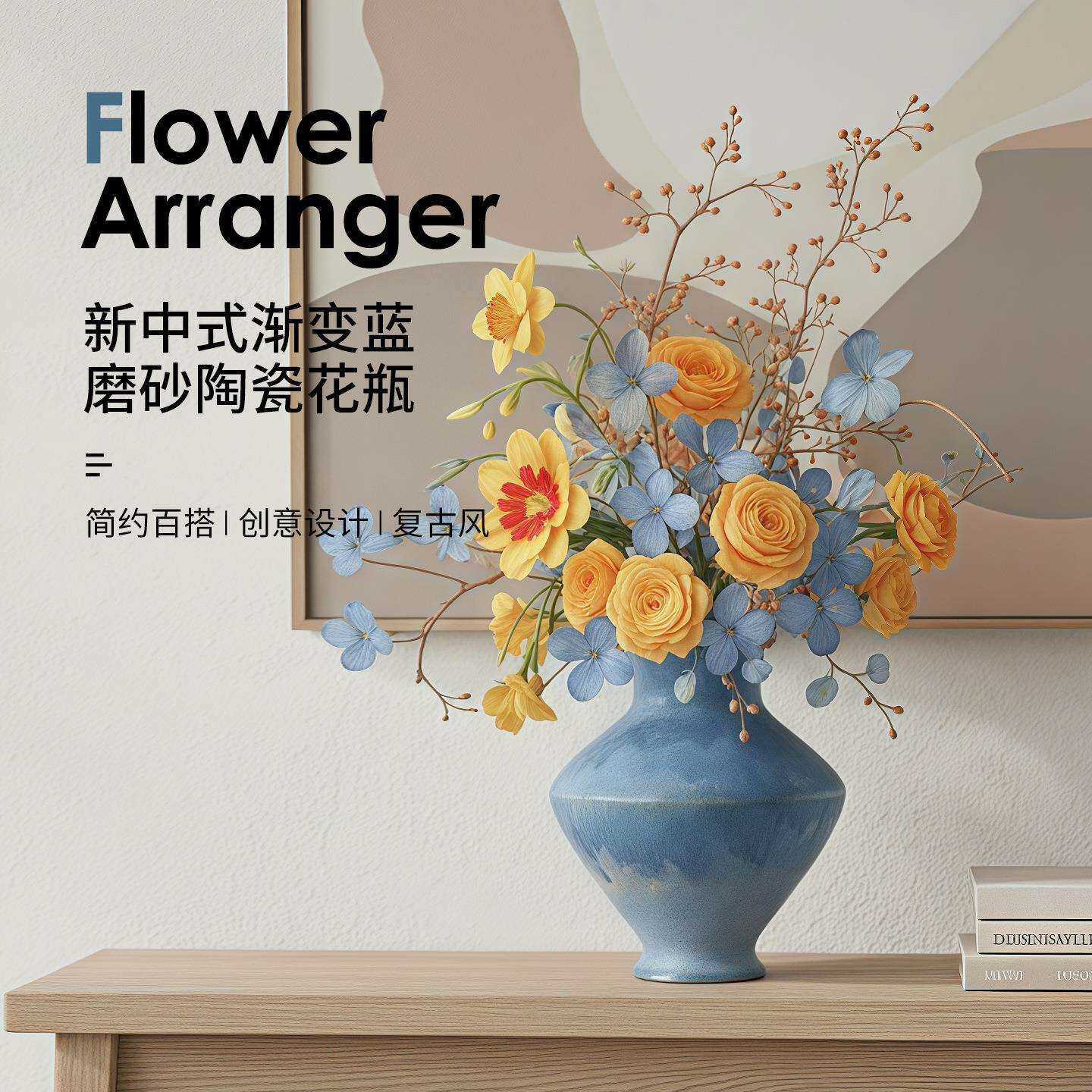 北欧风陶罐花瓶摆件干花插花装饰摆件玄关电视插花水培陶瓷花瓶子
