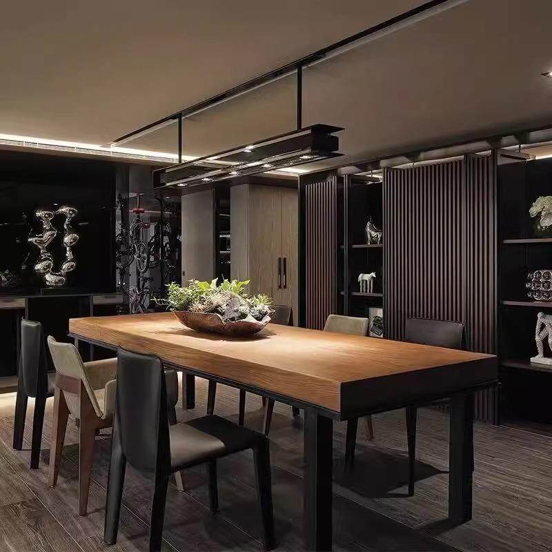 实木餐桌简约现代桌子家用桌椅长方形复古耐用餐厅餐桌椅套装组合