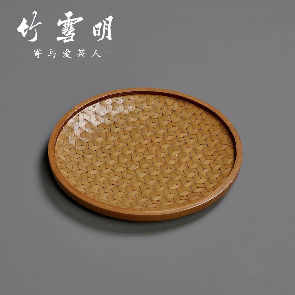 竹雪明|龟甲纹精编果篮托 托盘水果盘早餐篮中式竹编面 面包筐点