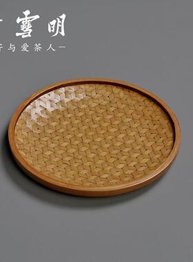 中式复古龟甲纹手工竹编果篮 早餐篮点心盘水果托盘茶桌装饰用品