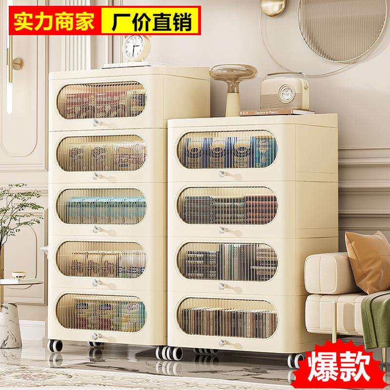 多面宽多层加厚抽屉式带滑轮家用储物箱宝宝衣物玩具多功能收纳柜