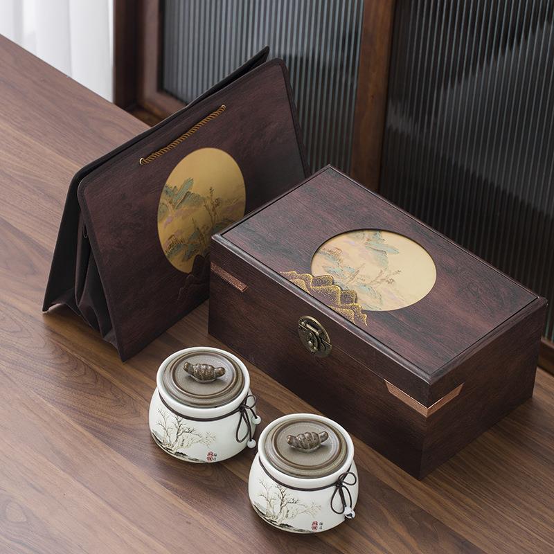 茶叶装井盒陶瓷茶叶龙罐茶具碧螺春红包BZ-27茶绿白茶空礼盒轻奢