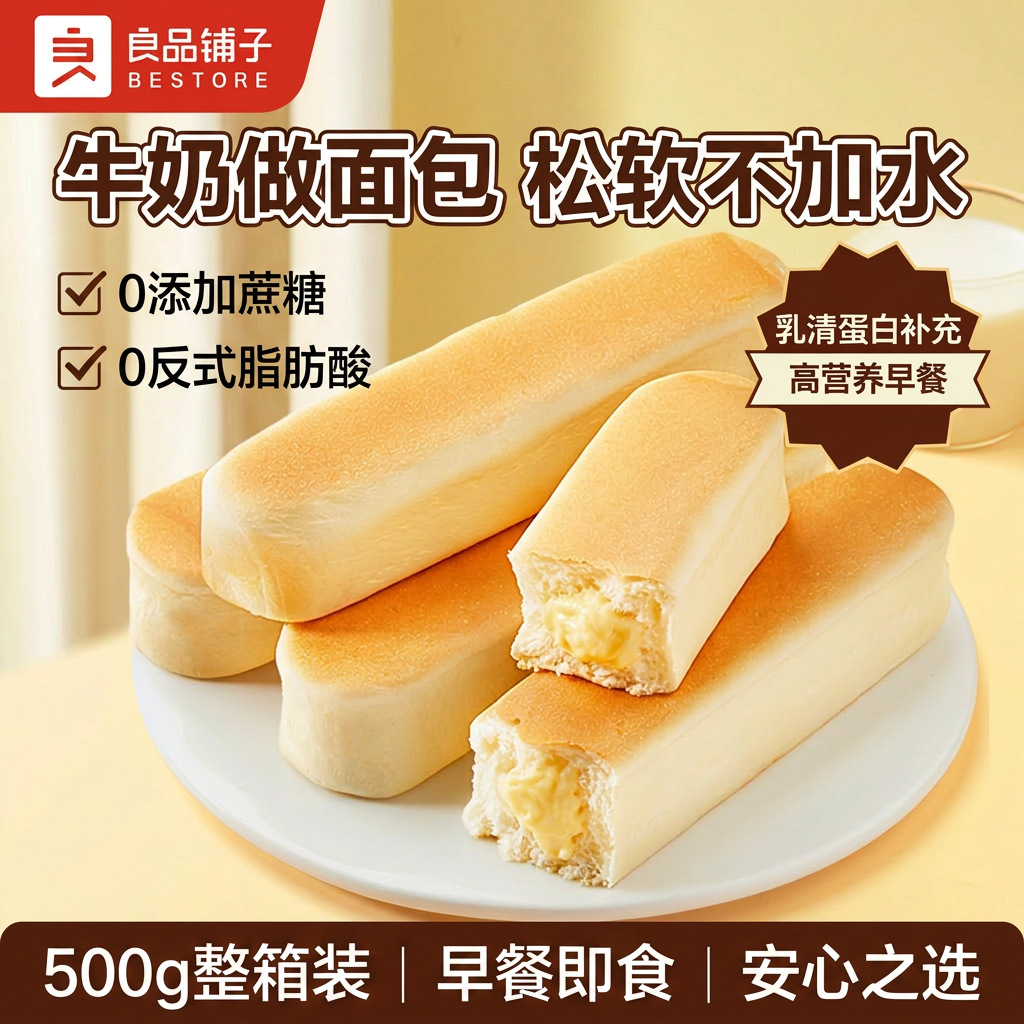 良品铺子乳清蛋白手撕面包早餐