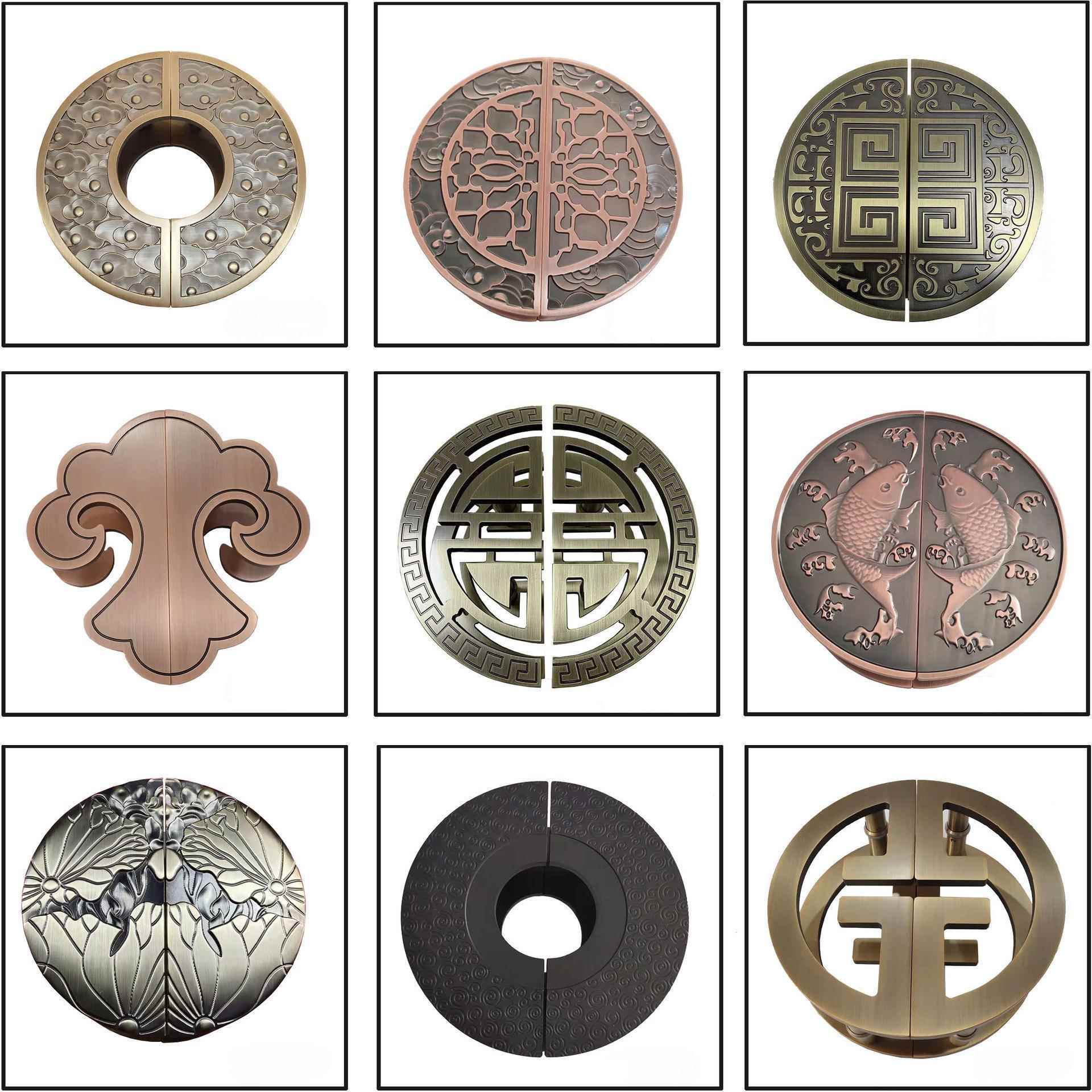 新中心式仿古铜大半门拉手铝雕玻门璃门拉手实把手圆中式大VLE门