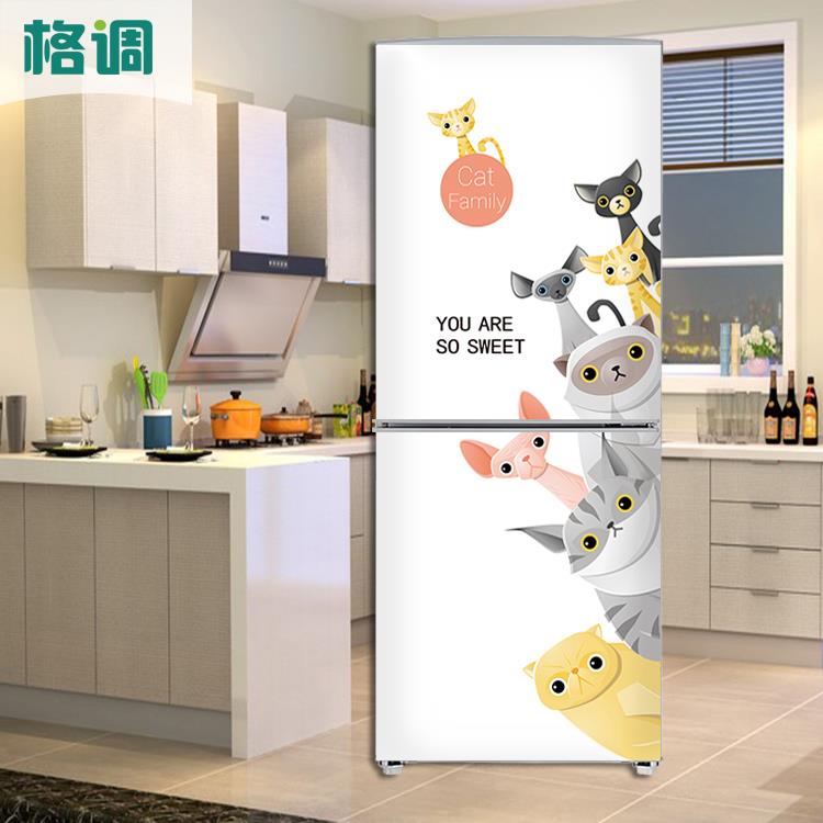 冰箱贴创意可爱贴纸厨房装饰贴画定制卡通翻新自粘不透明防水贴膜