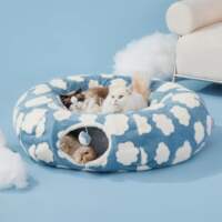Cat Tunnel Bed Cozy Donut Cat Cave Tunnel for Indoor Cats thumbnail 2