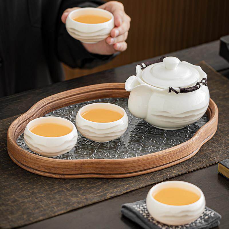 羊脂玉手脂羊玉白瓷高泡茶壶防烫手档抓壶盖碗茶杯碗单个茶具茶带