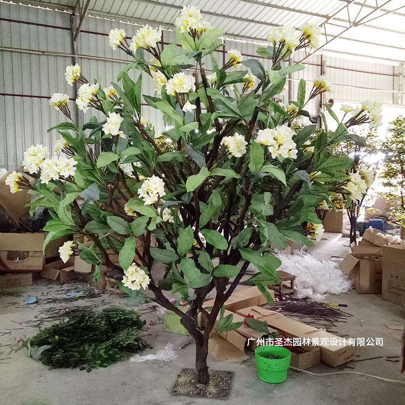 广州仿真鸡蛋花树室内外装饰真木杆仿真手感鸡蛋花假花树厂家直销