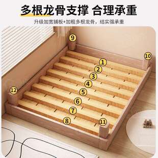 新款 实木床橡木主卧大床双人床家用1.5m床1.2m单人床榻榻米床 热卖