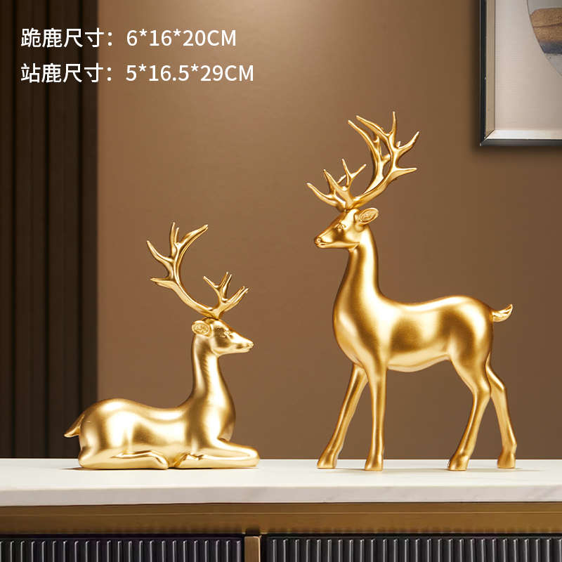 轻奢高档创意一路发财发财树摆件装饰品创意鹿客厅玄关酒柜餐边柜