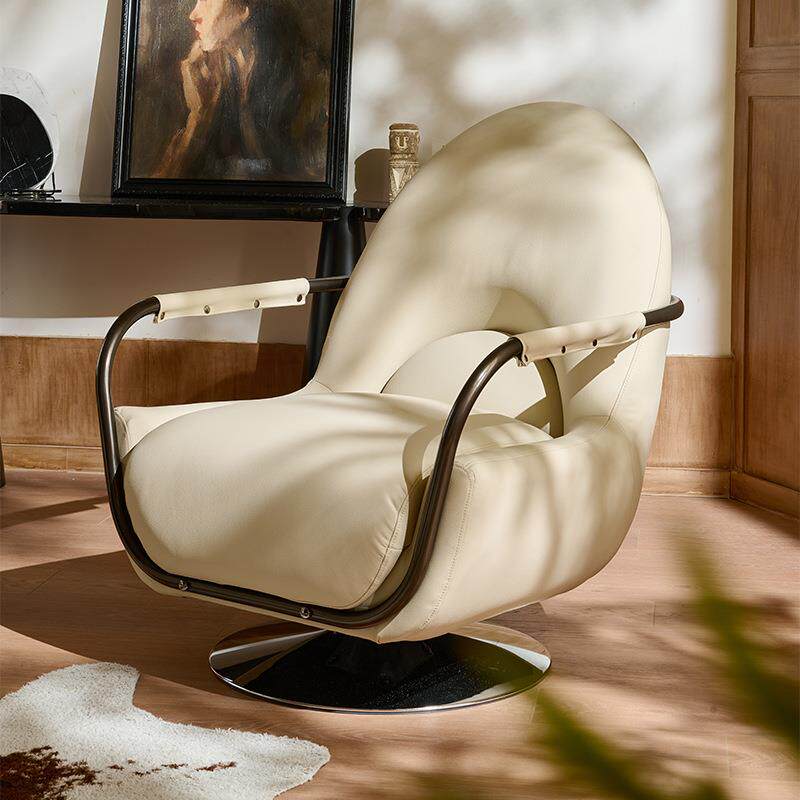 单人沙发椅意式极简轻奢客厅阳台休闲真皮懒人沙发设计师创意单椅