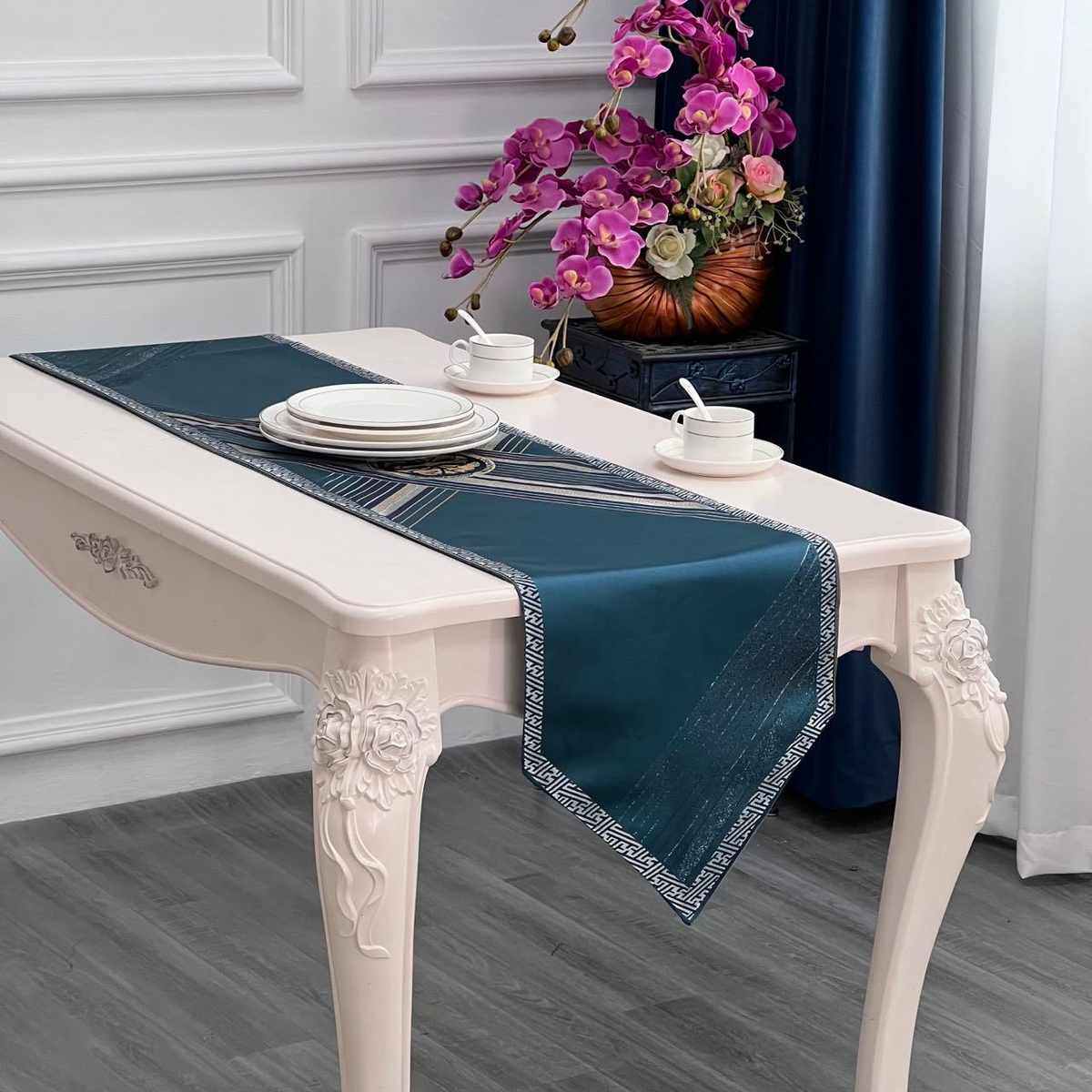 容禾蓝色橙色华丽轻奢几何抽象简约餐桌餐巾桌旗,居家布艺,桌旗,淘宝优惠券,粉丝福利购,淘宝优惠卷