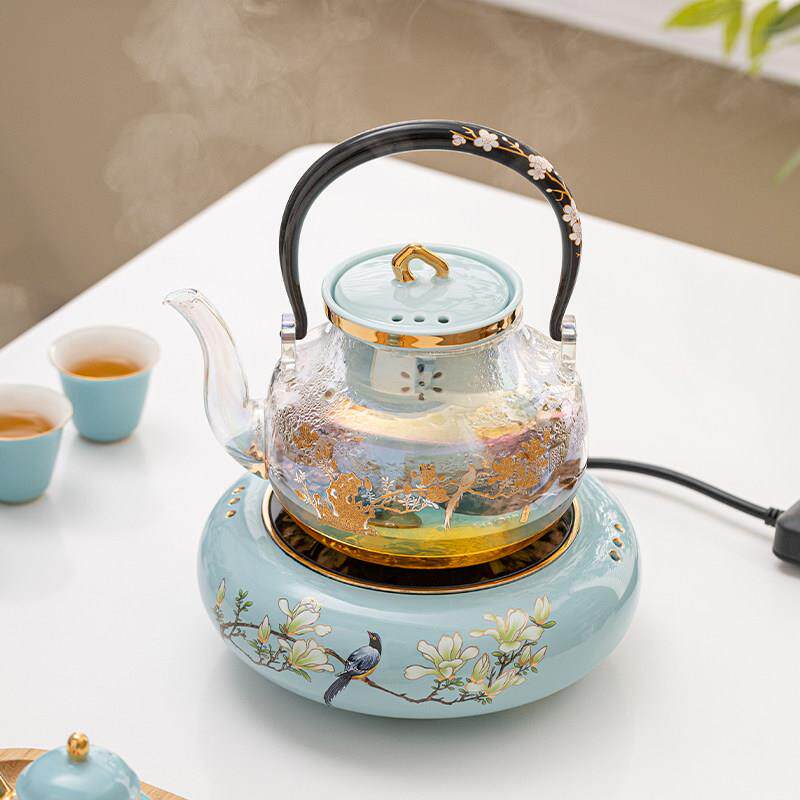 中式电陶炉2023新款煮茶套装电炉丝冬天玻璃煮茶壶煮茶器烧茶炉子