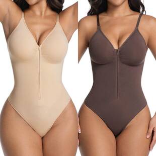Zipper Shapewear, Ruched Tummy Control Seamless Comfortable