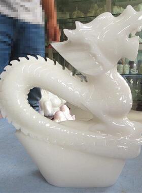 天然白玉龙手工动物桌面摆件现代家居客厅办公室玄关摆放朋友祝福